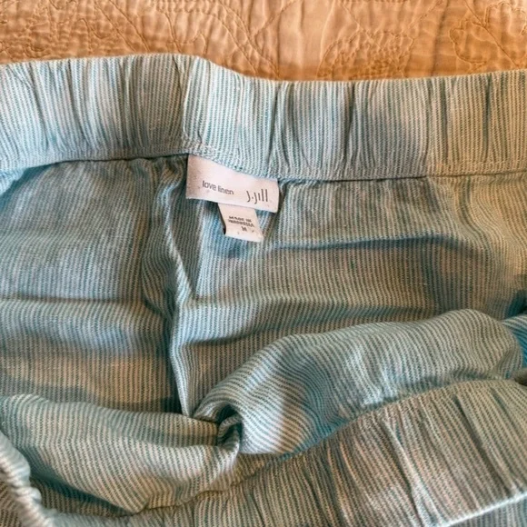 J.Jill Aqua/light blue & white Striped Love Linen Skirt-size-medium.Hole on side - Picture 5 of 13